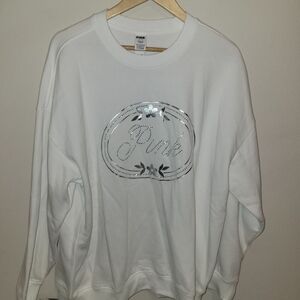 PINK Victoria's Secret bling White Crew Neck Sweater size xl
